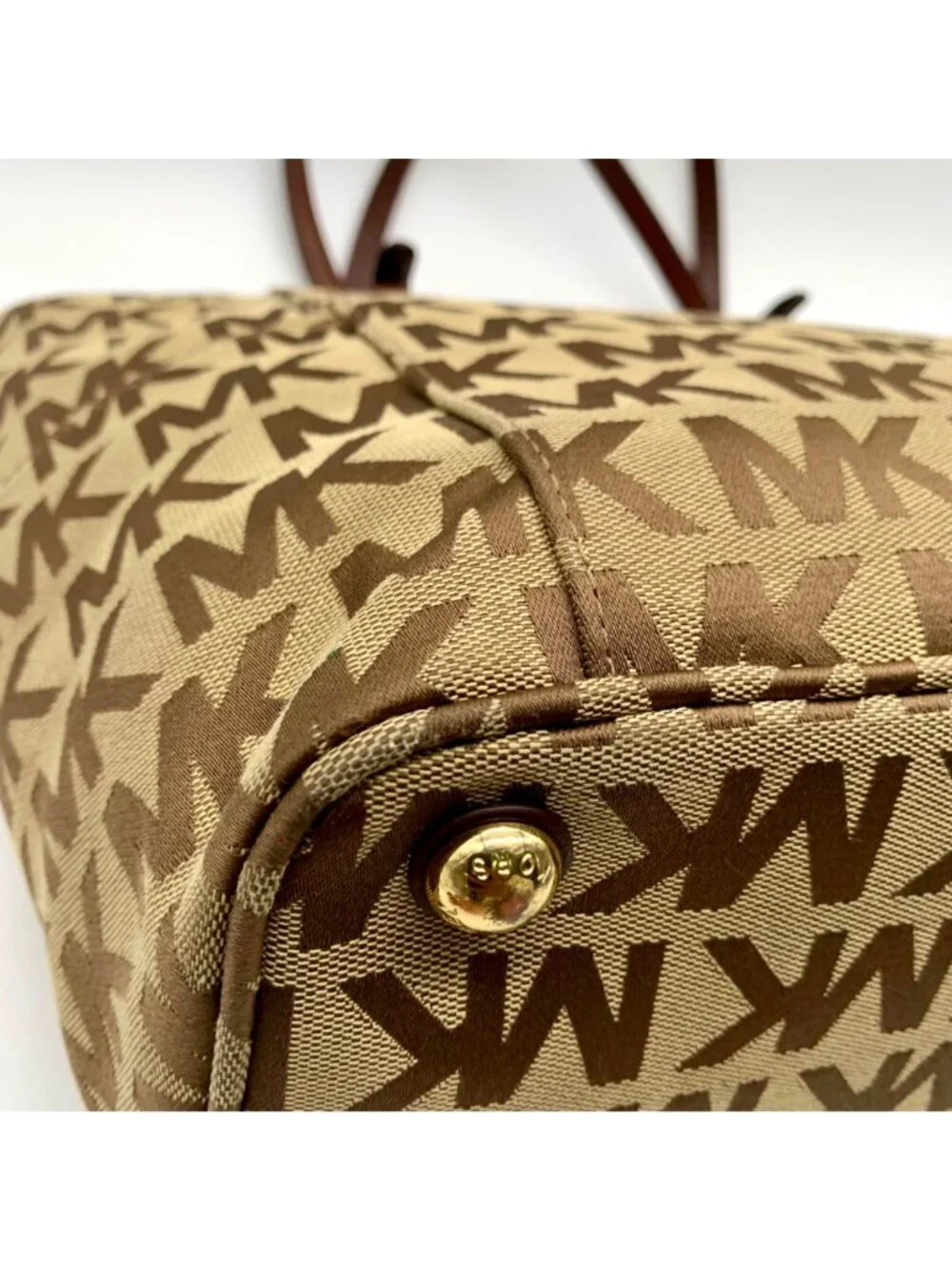 Michael Kors Beige Jet Set Signature Jacquard Tote Bag